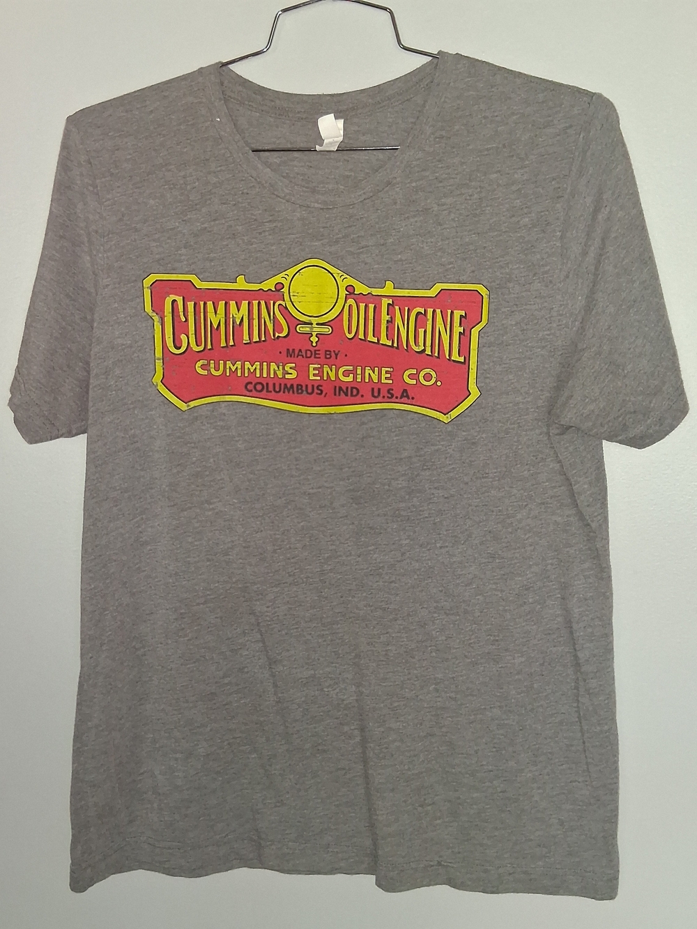 Bella Canvas Grey Tee with Red and Yellow Cummins Engine Logo